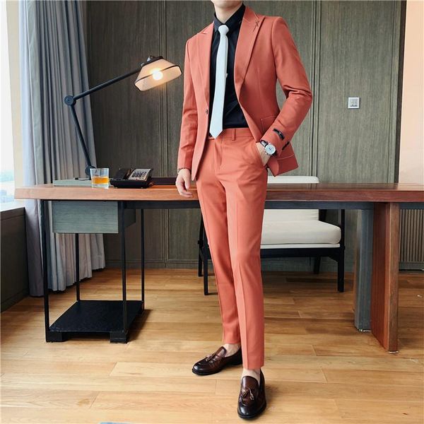 

men's suits & blazers 4xl autumn solid embroidery suit men clothing simple slim fit wedding dress business formal wear gentlemen tuxedo, White;black