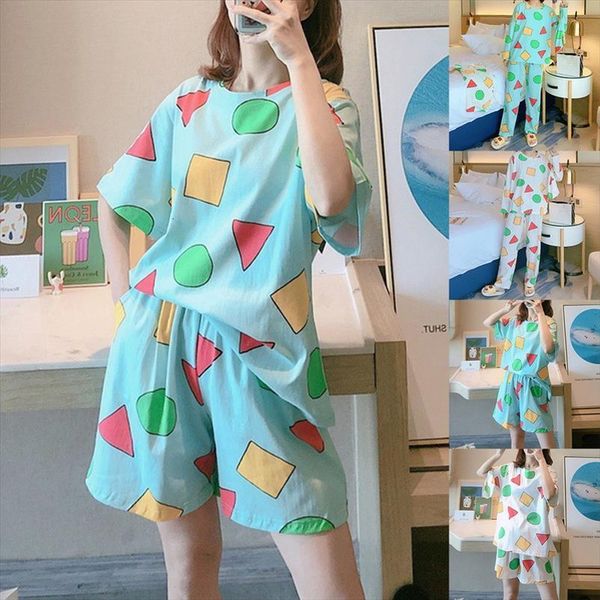

pijama sin chan man pajama women sleepwear sinchan cotton summer short sets japanese pajamas for couples and woman, Black;red