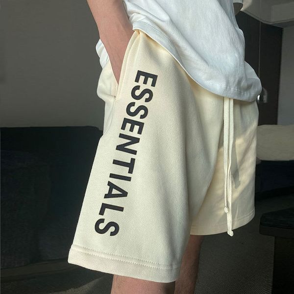 

summer new high street fashion brand ess double thread men's cotton sports leisure large couple five point shorts, Black