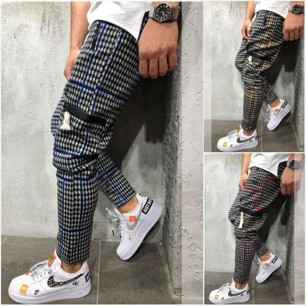 

gym slim fit urban straight women pants leg trousers plaid tracksuit skinny lattice joggers sweatwear track streetwear m 3xl, Black