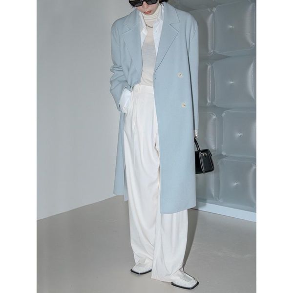 

women's wool & blends [colline2021] colline2021 autumn double-sided tweed simple temperament coat knee length women, Black