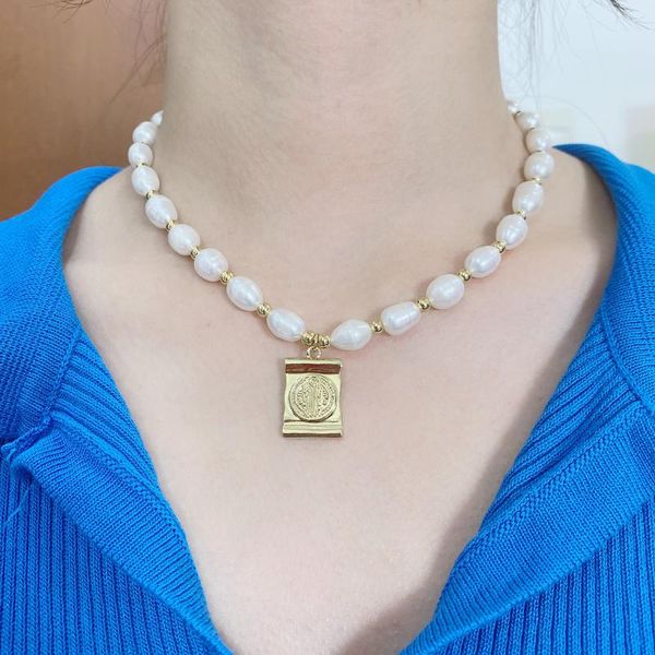 

pendant necklaces 5pcs/lot handmade san benito cz star o t claps freshwater pearls chocker, Silver