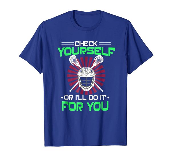 

lacrosse check yourself lacrosse lax helmet t-shirt gift new, White;black