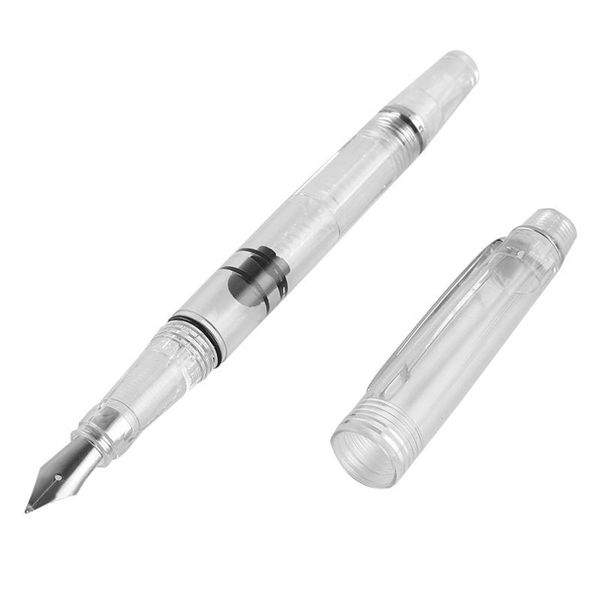 

transparent fountain pen students office stationery 0.5mm 0.38mm nib calligraph piston ink pens em88