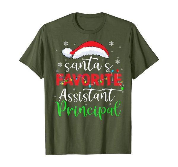 

men's t-shirts santa's favorite assistant principal t-shirt, White;black