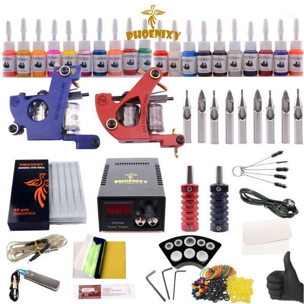 

professional tattoo kit 2 machine gun 20 color inks power supply complete kits guns1