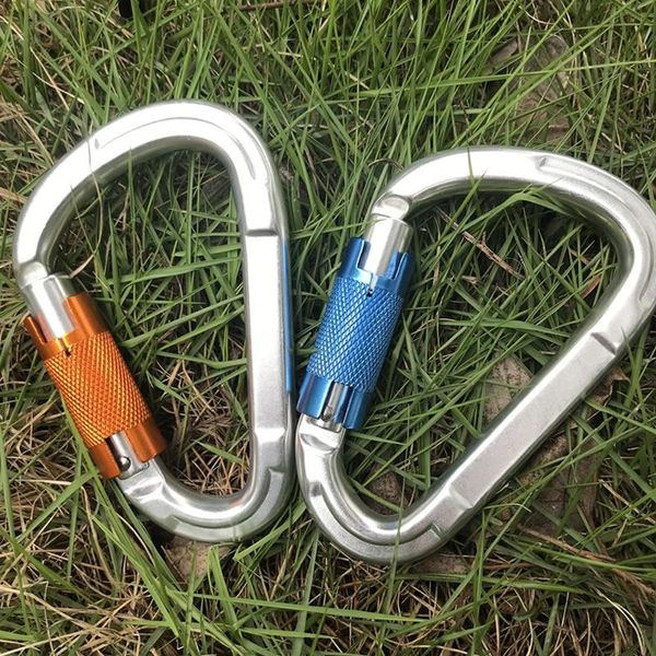 

automatic locking 25kn aluminum carabiner rock climbing d-shape buckle for yoga hammock camping hiking outdoor sports cords, slings and webb