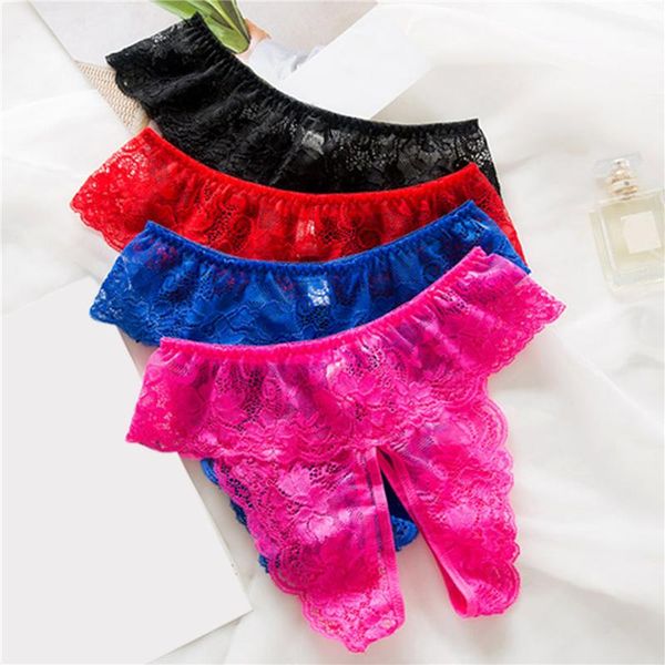 

lace open crotch thong lingerie erotic underwear womens plus size thongs ruffles see through panties large xl-4xl women's, Black;pink