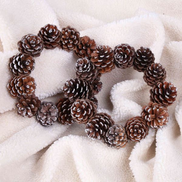 

natural frost pinecone decoration rattan ring pendant door hanging christmas wreath