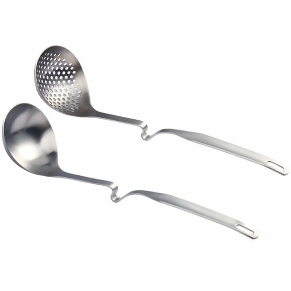 

2pcs hanging slotted spoon soup ladle serving pot scoop spoons