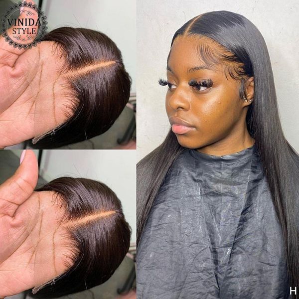 

style 150% density straight 13Ã6 lace front human hair wigs scalp closure with baby non-remy1, Black;brown