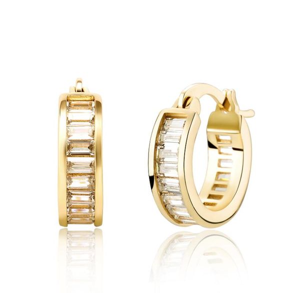 

quality cubic zirconia women hoop charm earrings stylish girl accessories party daily wearable fashion jewelry drop ship, Golden