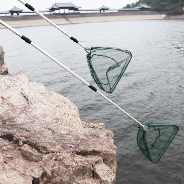 

fishing accessories 80cm retractable aluminum alloy single triangular ultra-light folding handle landing net