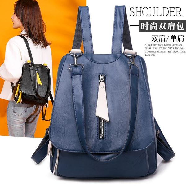 

backpack fashion leather women's bag shopping outing vertical zipper