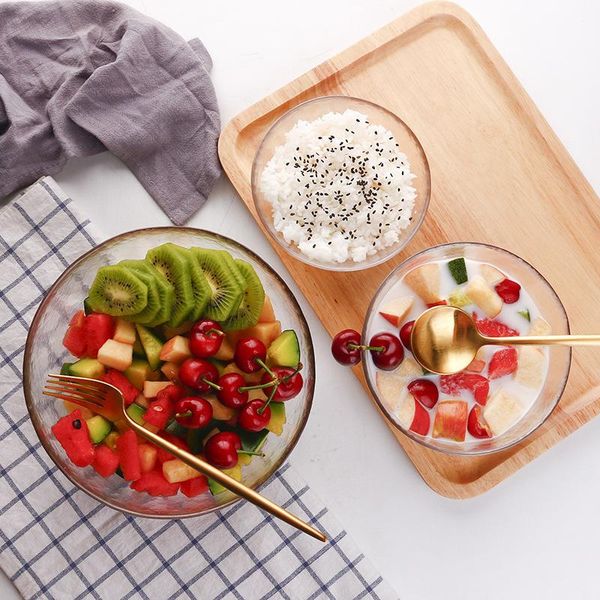 

bowls 6 inch transparent large cold grain glass salad bowl dessert tray instant noodles mixing