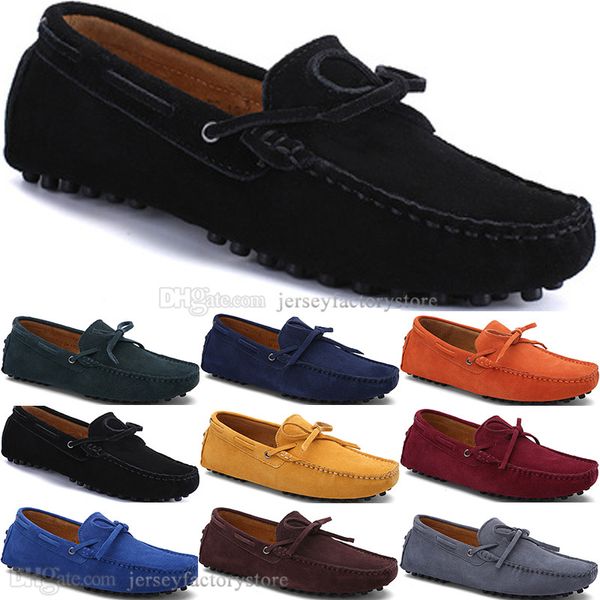 2045 Yeni Moda Erkek Rahat Ayakkabılar Deri İngiliz Tarzı Bahar Çift Hakiki Bezelye Fırçalama Erkekler Drive Tembel Adam Overshoes Açık Rahat Nefes Siyah Sarı