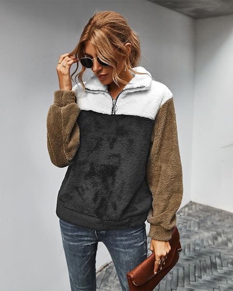 

women's hoodies & sweatshirts women designer zipper fashion trend long sleeve thick female spring winter casual loose xto4, Black