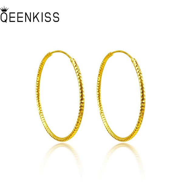 

hoop & huggie qeenkiss eg522 2021 fine jewelry wholesale fashion woman girl mother birthday wedding gift big round 36mm 24kt gold earings, Golden;silver