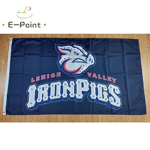 MiLB Lehigh Valley IronPigs-Flagge, 3 x 5 Fuß (90 x 150 cm), Polyester-Banner, Dekoration, fliegender Hausgarten, festliche Geschenke