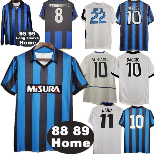

97 98 99 ibrahimvoic zbalotelli west retro mens soccer jerseys 09 11 baggio milito j. zanetti sneijder batistuta home away classic football, Black;yellow