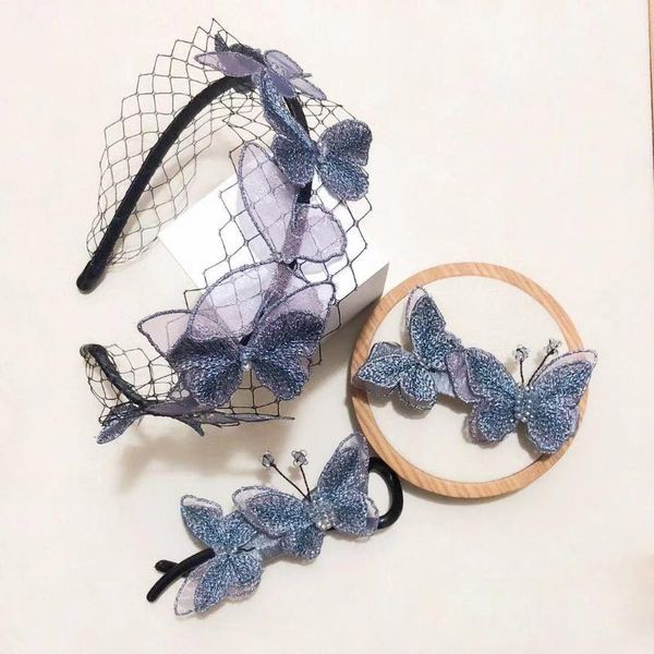 

ladies headband butterfly crown handmade bridal wedding hair accessories retro hepburn hollow mesh headdress hairband bun maker1, Brown