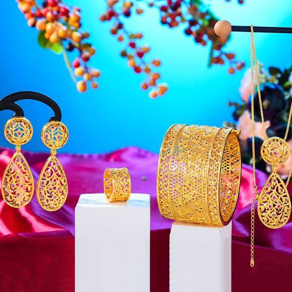 

earrings & necklace kellybola jewelry exclusive dubai gorgeous bracelet earring ring set full cubic zirconia ladies bridal wedding, Silver