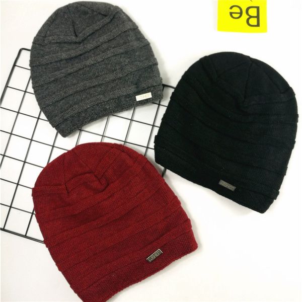 

wool hat men's winter knitting plush thickened warm outdoor windproof cover baotou woolen hat, Black;white
