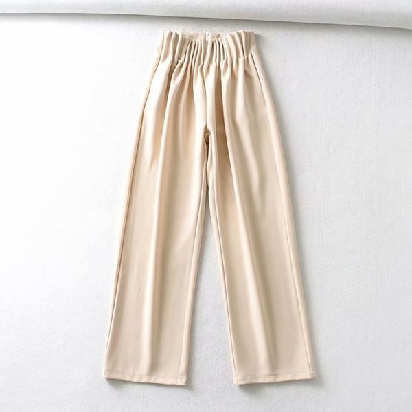 

2021 high waist loose women's solid color floor length wide leg pants, Black;white