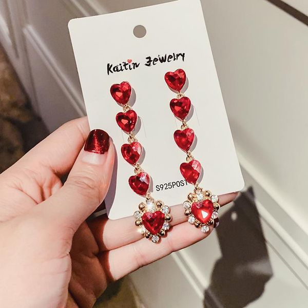 

dangle & chandelier 925 silver needle sweet baroque crystal love pendant earrings femininity korean long