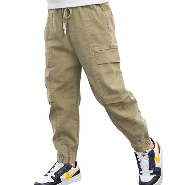 Pantaloni cargo per ragazzo eset Ragazzi Pantaloni Tinta unita Bambini Autunno Primavera Abbigliamento per bambini 6 8 10 12 14 210527