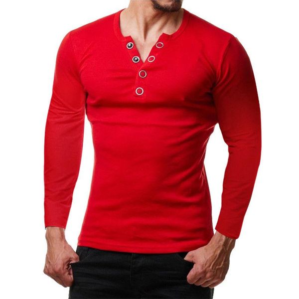 

men's t-shirts 2021 style fashion men slim fit o neck casual button t-shirt muscle tee solid long sleeve, White;black