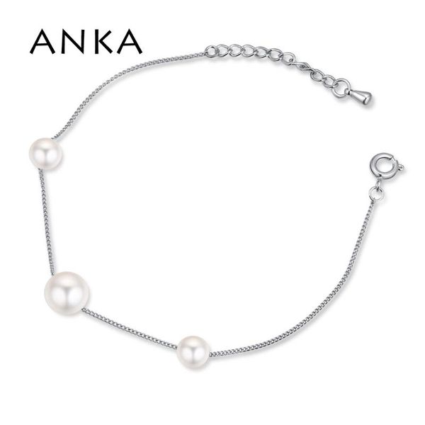 

link, chain anka women silver color brand bracelet pearl beads charm for rhodium from austria #133325, Black