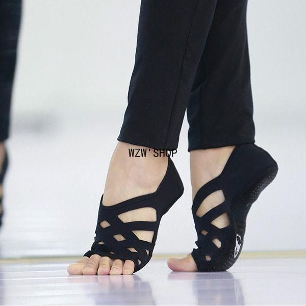 

sports socks men women's half toe non-slip yoga sock black indoor dance training shoes profession fitness pilates m27