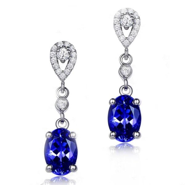 

dangle & chandelier 925 sterling silver cubic zircon pendant earrings women crystal green blue boucle oreille femme