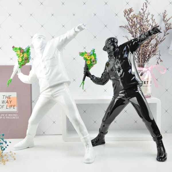 

decorative objects & figurines creative statue british street art flower bomber sculpture stone collection toy ornaments miniature boy