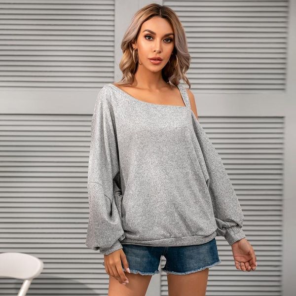 

women's t-shirt fashion women casual loose t-shirts off shoulder long sleeves, White