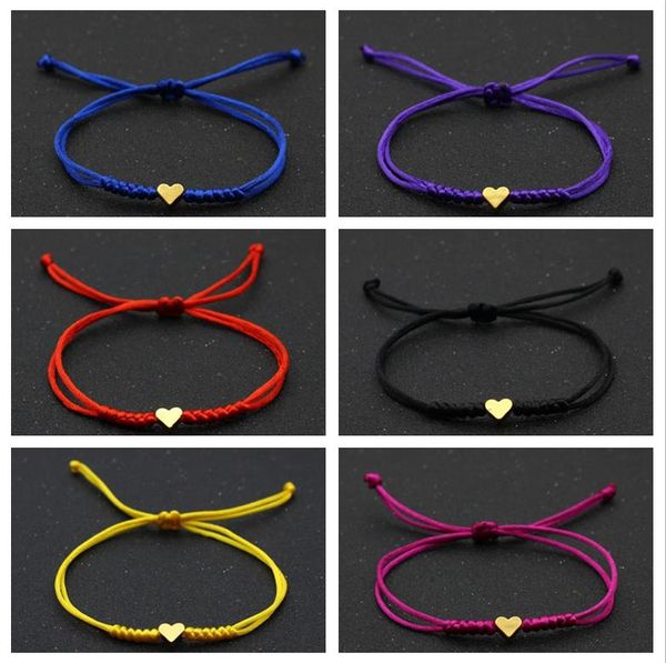 

jewelrygold sier love heart charm bracelet women men lovers wish good lucky red string braided adjustable couple bracelets friendship drop d, Golden;silver