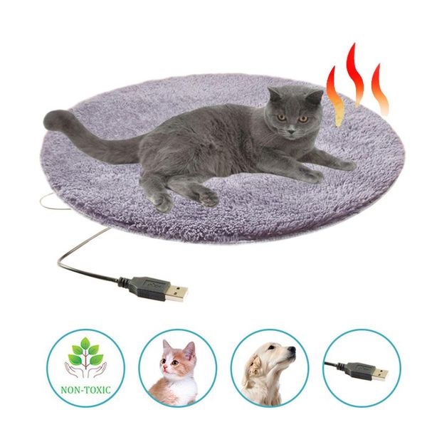 

cat beds & furniture dog heating plush pad usb electric mat constant temperature pet bed blanket puppy heater portable winter sleep roud cus