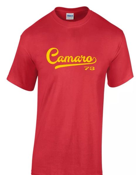 

Camaro 73 Script Tail Shirt - 1973 Classic Muscle Race Car - All Size & Colors, White;black
