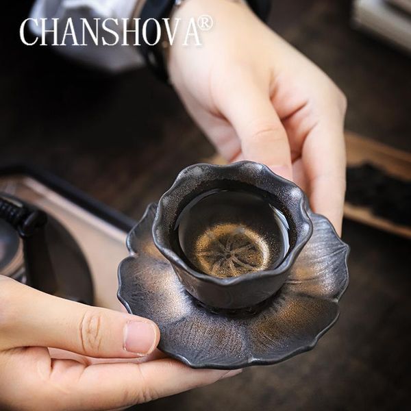 

cups & saucers chanshova chinese style handmade ceramic gold glaze 50ml tea cup saucer set personality china porcelain h654