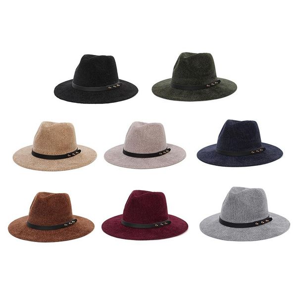 

wide brim hats 16 styles fedora hat for women men chapeau cowboy polyester cotton female caps fashion jazz cap, Blue;gray