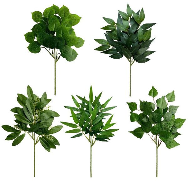 

decorative flowers & wreaths handmade mulberry leaf bamboo branch monstera foliage diy eucalyptus leaves wedding home decor artificial fake