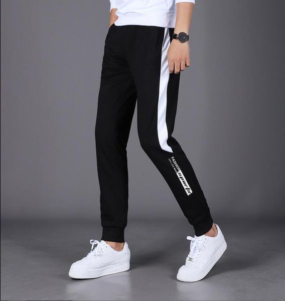 

pants 2021 streetwear summer joggers patchwork casual drawstring pants sweatpants trouser men, Black