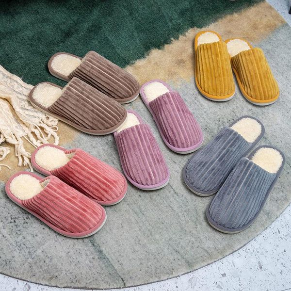 

slippers men winter warm cotton shoes indoor non-slip comfortable for women fashion house lightweight casual, Black