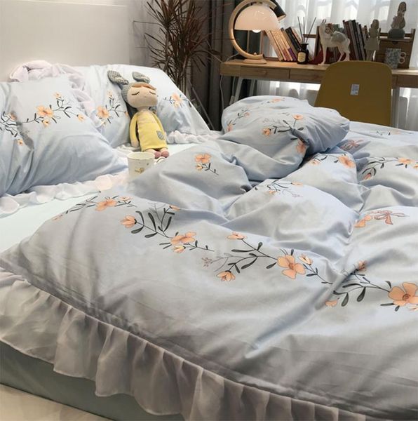 

bedding sets european american pastoral flower set girl,floral cotton twin full  home textile bed sheet pillow case quilt cover
