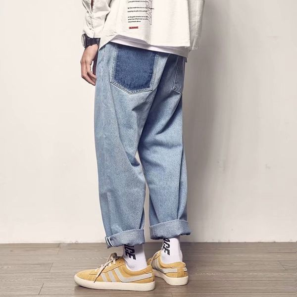 

jeans straight trendy loose and simple casual men's zsk3, Blue