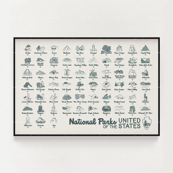 

paintings national parks checklist - minimalist wall art all 63