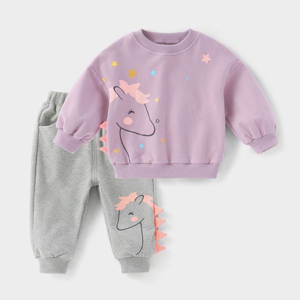 

melario children clothing spring cartoon girls clothes sets long sleeve tracksuit girls clothes suit kids clothes set 2pcs 210412, White
