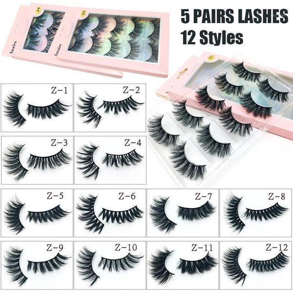 

3d faux mink hair cross false eyelashes 5 pairs long natural thick eye lashes handmade makeup beauty extension tools1