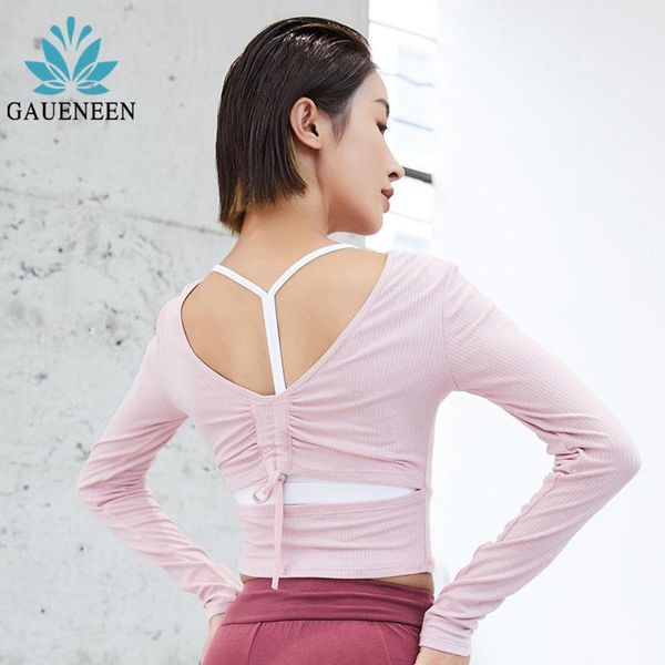 

fitness crop hollow out sports women quick dry yoga shirts sportswear female running workout long sleeve outfit